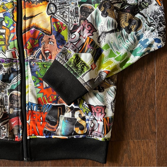 NIKE Vintage Comic Pop Art Skater Grafitti Zip Up hoodie sz L - Picture 4 of 8